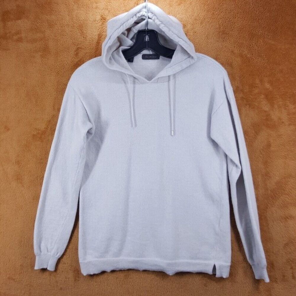 SAKS FIFTH AVENUE Sweater Womens Small Gray Pullover Hooded Hoodie Wool Cashmere